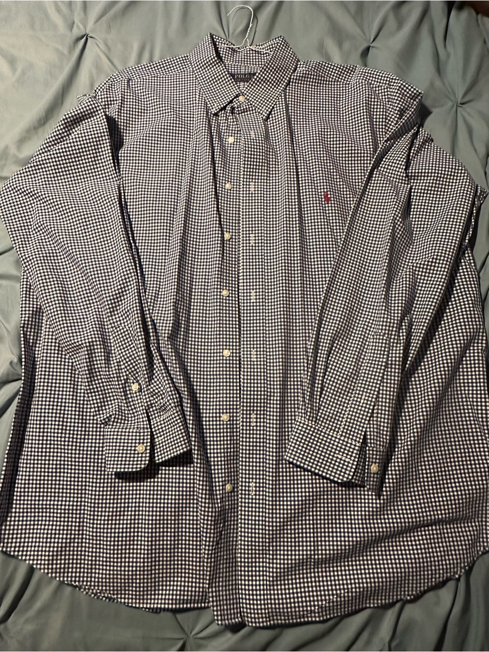 Ralph Lauren Navy and White Gingham Button-Down Shirt